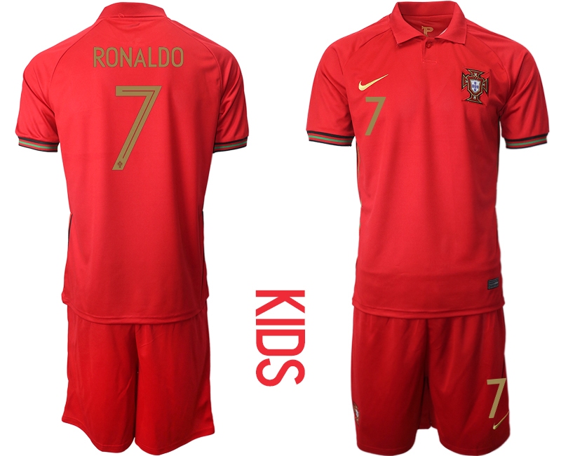 Youth 2021 European Cup Portugal home red #7 Soccer Jersey
